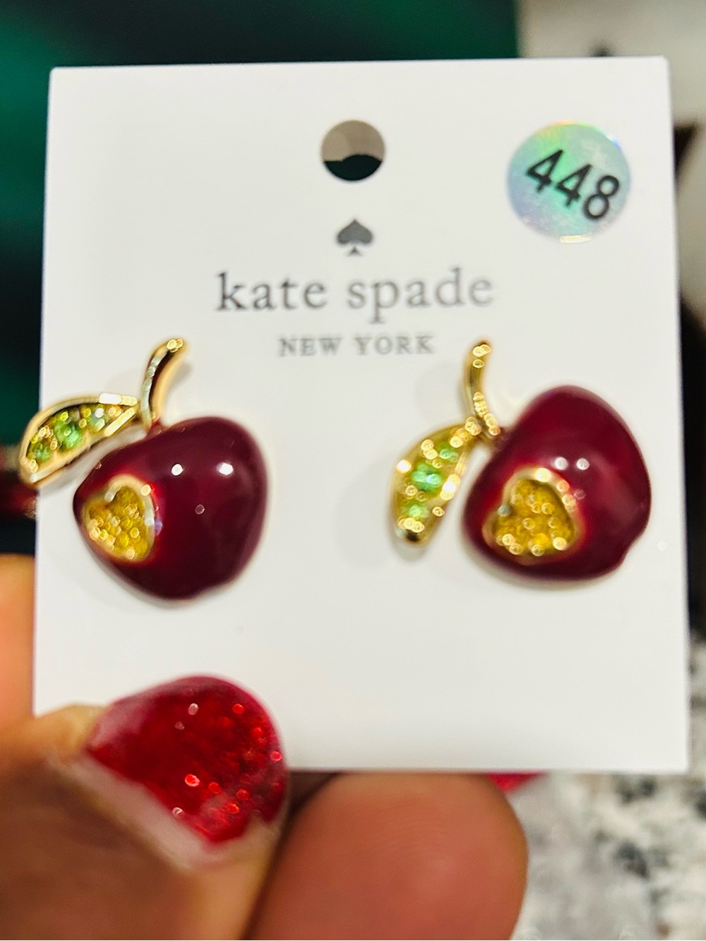Kate Spade New York Burgundy Apple Crystal Stud Earrings